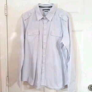 No Retreat Black Label Men’s XL White Long Sleeve Button Up Shirt Y2K